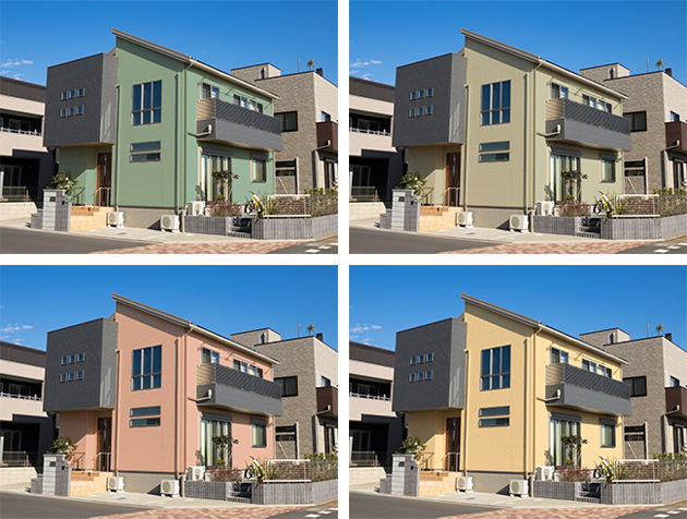 カラーシミュレーションで住宅の色を変えた結果