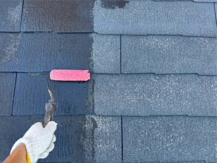 屋根 下塗り作業