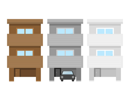 狭い土地に建てられた３階建て住宅