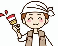 刷毛を持った塗装職人のイラスト